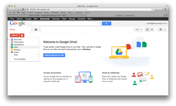 Create Form on Google Drive