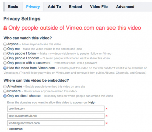 Embedding Private Videos with Vimeo